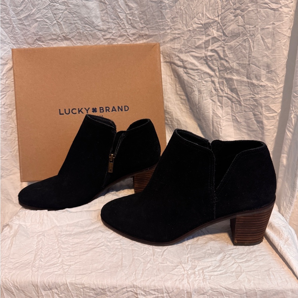Lucky Brand Women's Suede Black Ankle Booties